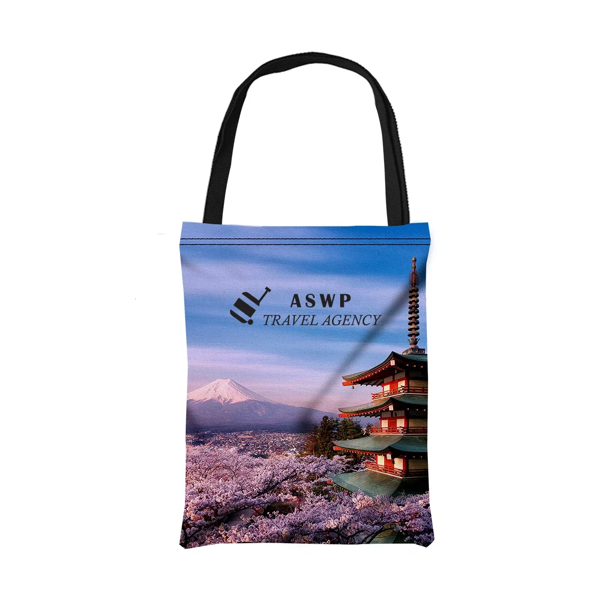 Shopper carrying the reusable bag by its long handles
