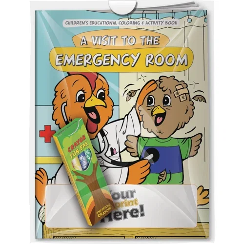 A Visit to the Emergency Room coloring book with Fun Pak crayons combo pack