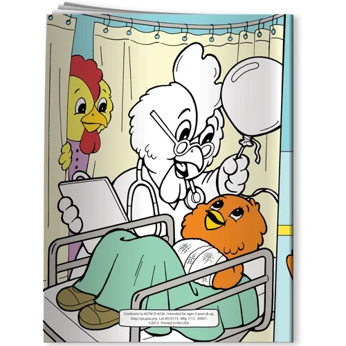 Emergency Room coloring book interior page with medical scenes to color