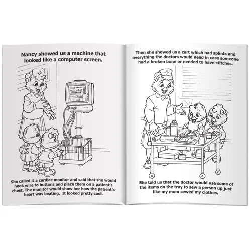 Pack of 4 non-toxic Fun Pak crayons with Emergency Room coloring book