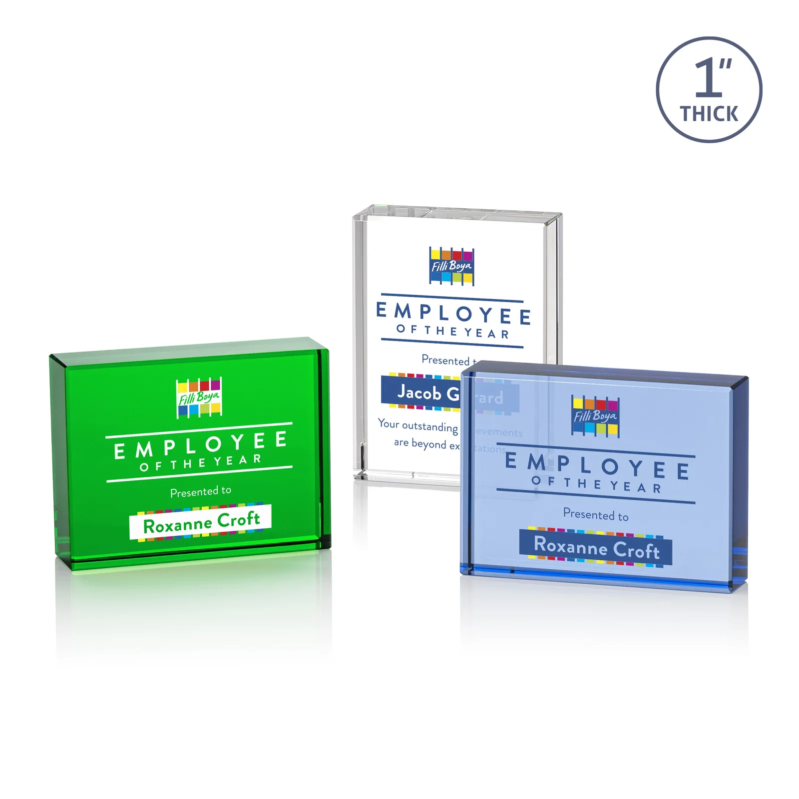 Custom Optical Crystal Award With a Solid-Cut Block in Eight Colors, awards for employee recognition
