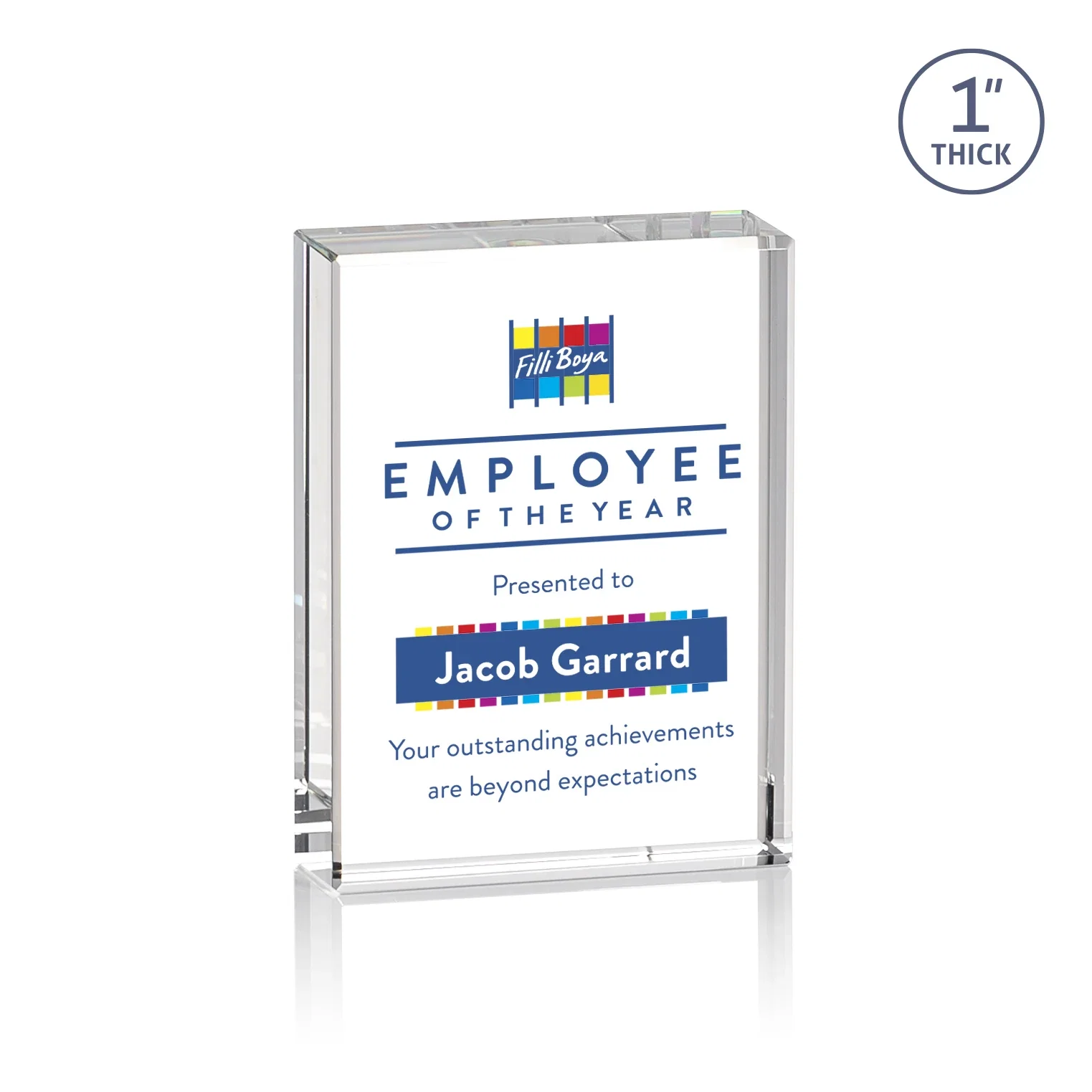 Custom Optical Crystal Award With a Solid-Cut Block in Eight Colors, awards for corporate award ceremonies