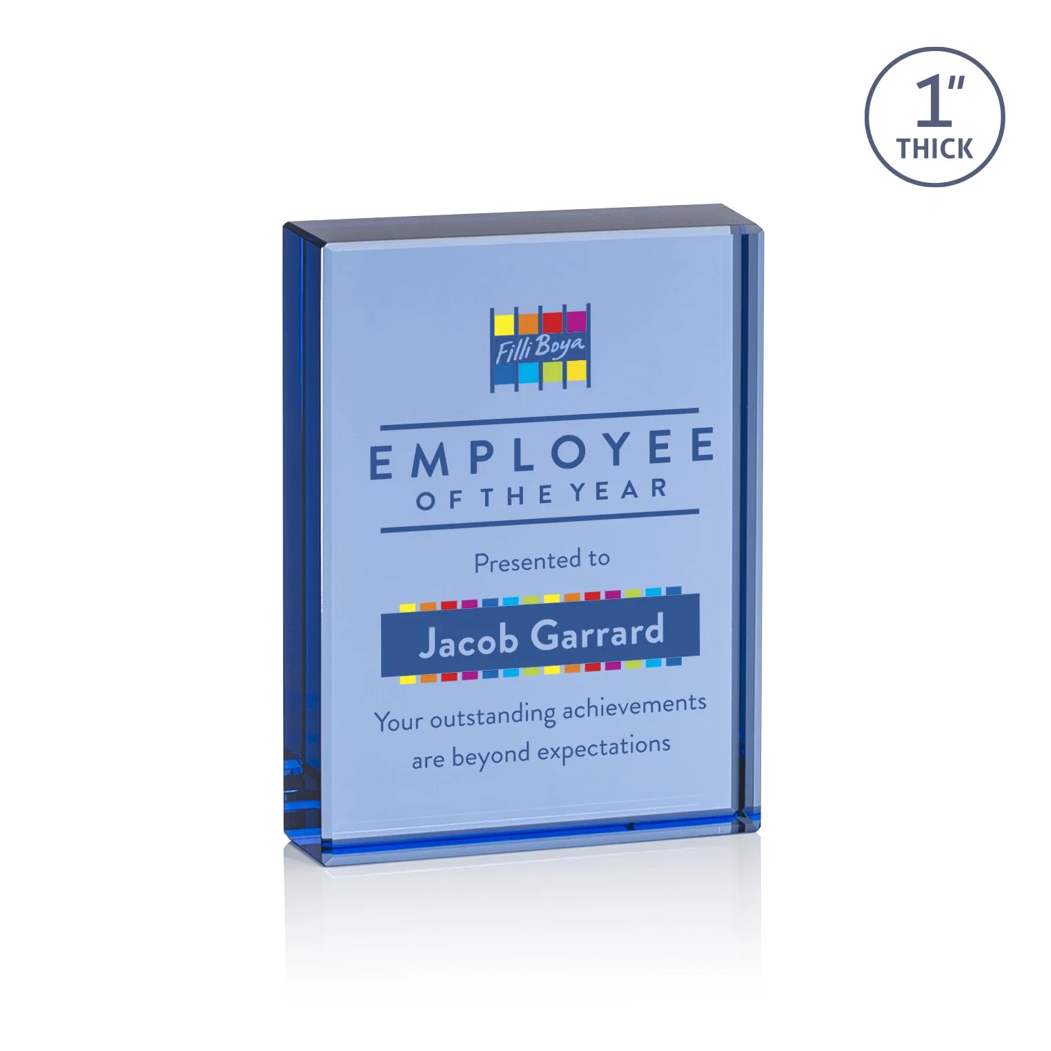 Custom Optical Crystal Award With a Solid-Cut Block in Eight Colors, awards for team milestone celebrations