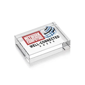Block Crystal Paperweight, 3" x 4" x 1" Optical Crystal