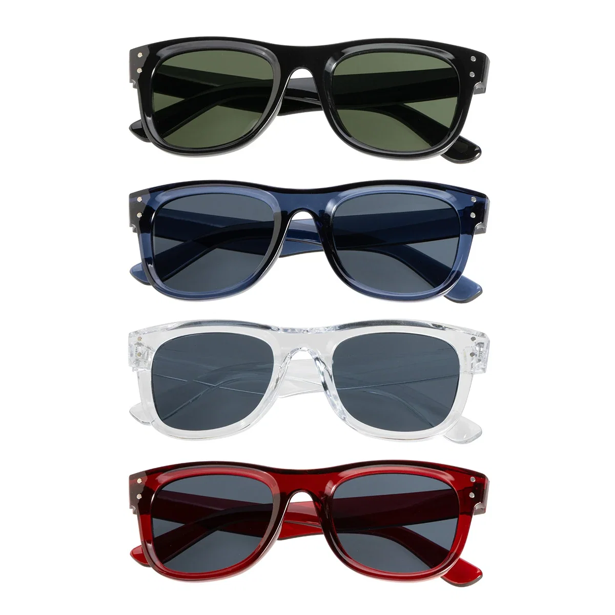 Custom Aberdeen UV400 sunglasses side profile showing temple arm logo imprint area