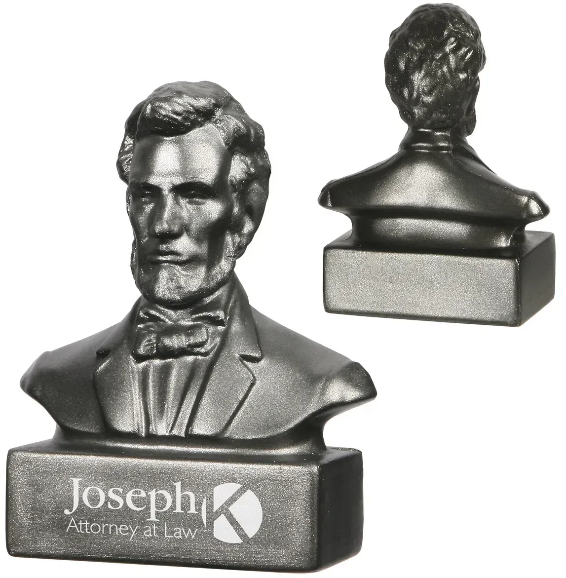 Custom Abraham Lincoln Bust Stress Reliever, molded foam Lincoln shape with promotional logo