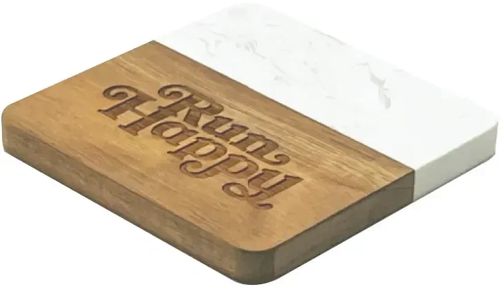 Custom Acacia & Slate Coaster — view 3
