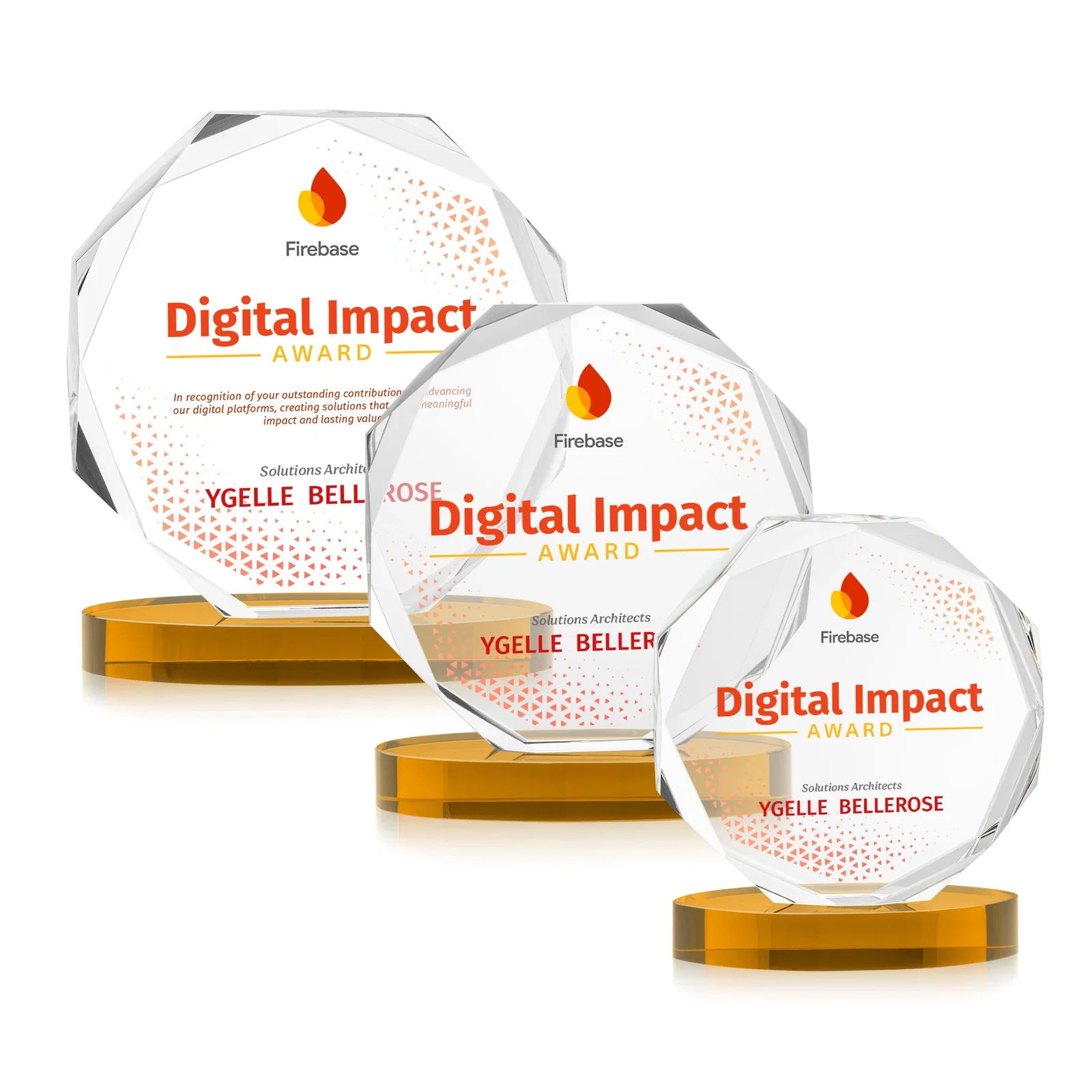 Branded Optical Crystal Gemstone Award With Nine Base Color Options, awards for employee recognition