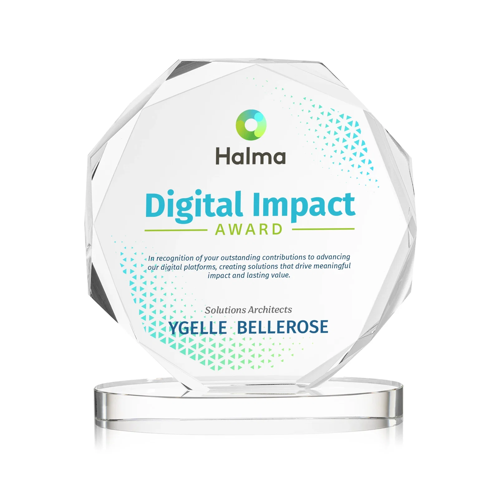 Branded Optical Crystal Gemstone Award With Nine Base Color Options, awards for graduation ceremonies