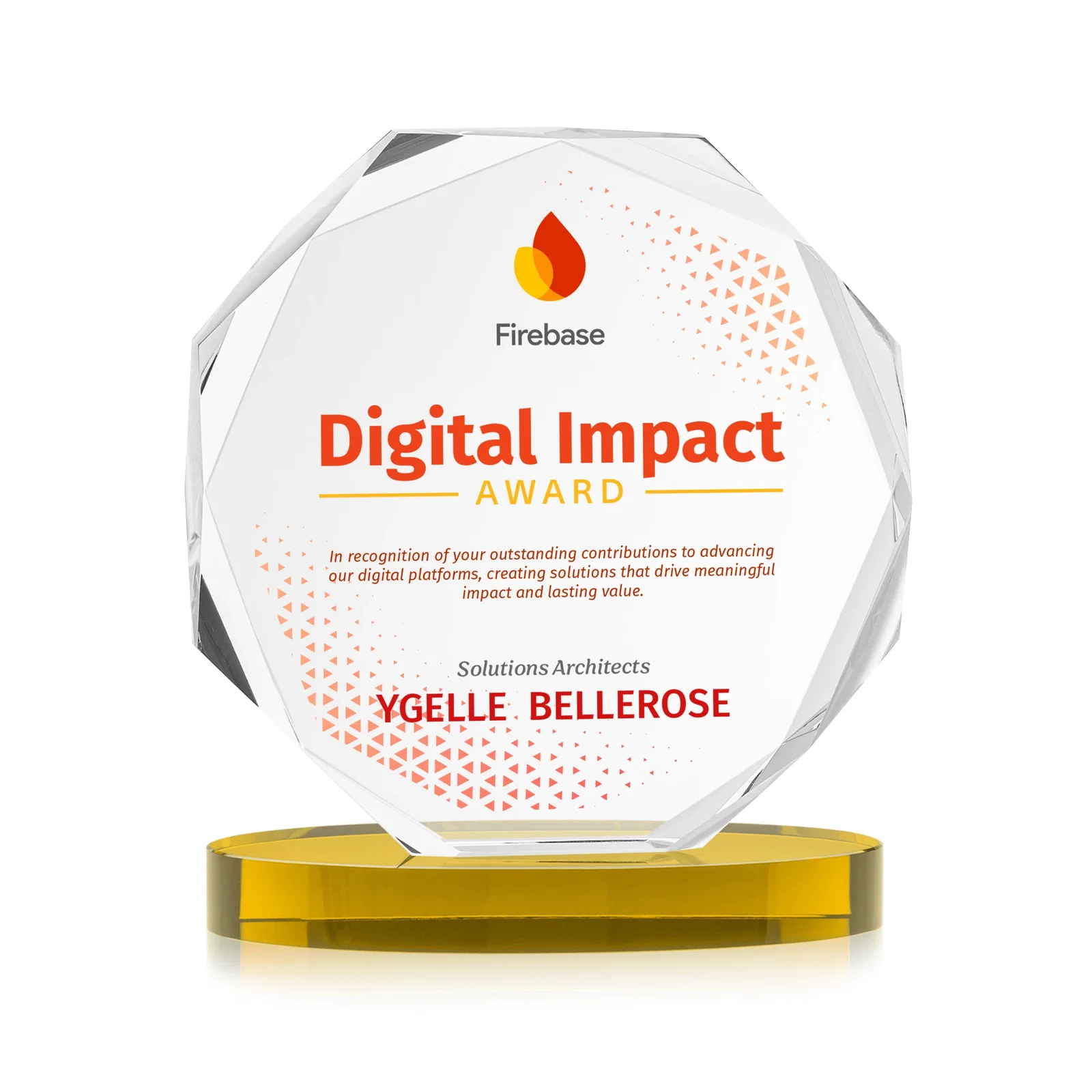 Branded Optical Crystal Gemstone Award With Nine Base Color Options, awards for company anniversary events