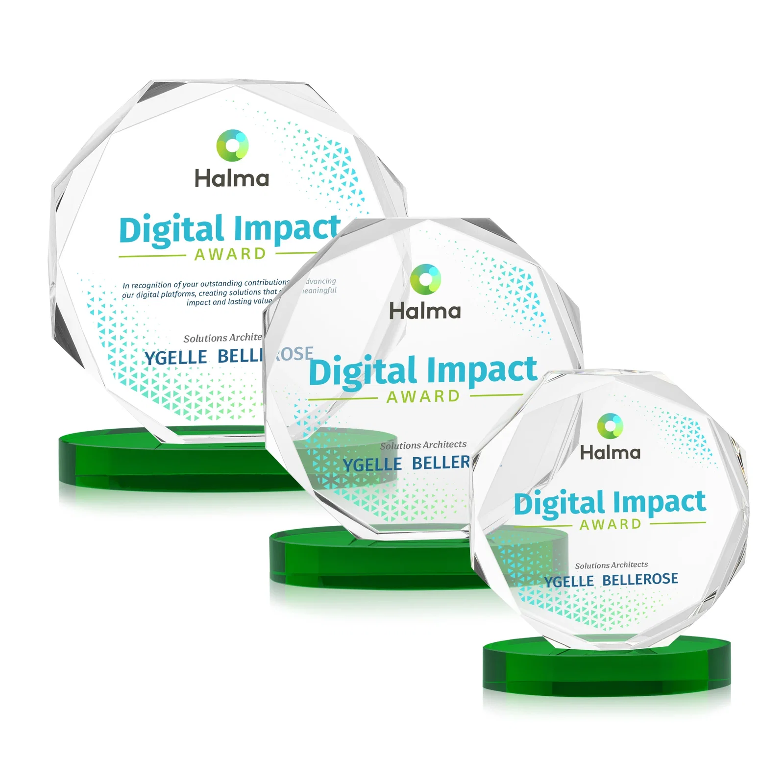 Custom printed Optical Crystal Gemstone Award With Nine Base Color Options, awards for employee recognition