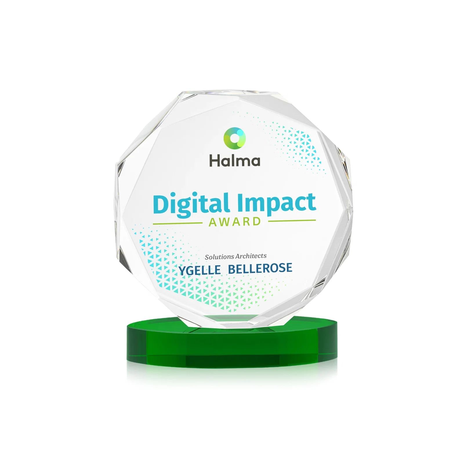 Custom printed Optical Crystal Gemstone Award With Nine Base Color Options, awards for corporate award ceremonies