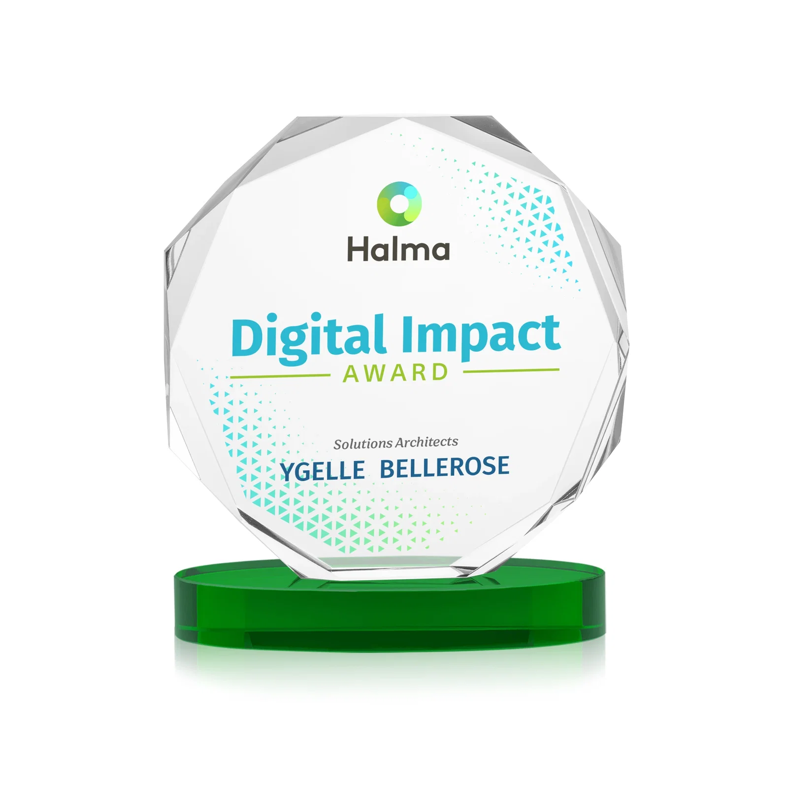 Custom printed Optical Crystal Gemstone Award With Nine Base Color Options, awards for service anniversary gifts