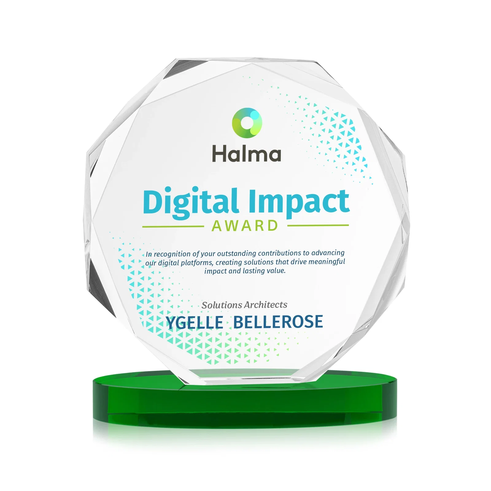 Custom printed Optical Crystal Gemstone Award With Nine Base Color Options, awards for sales achievement awards