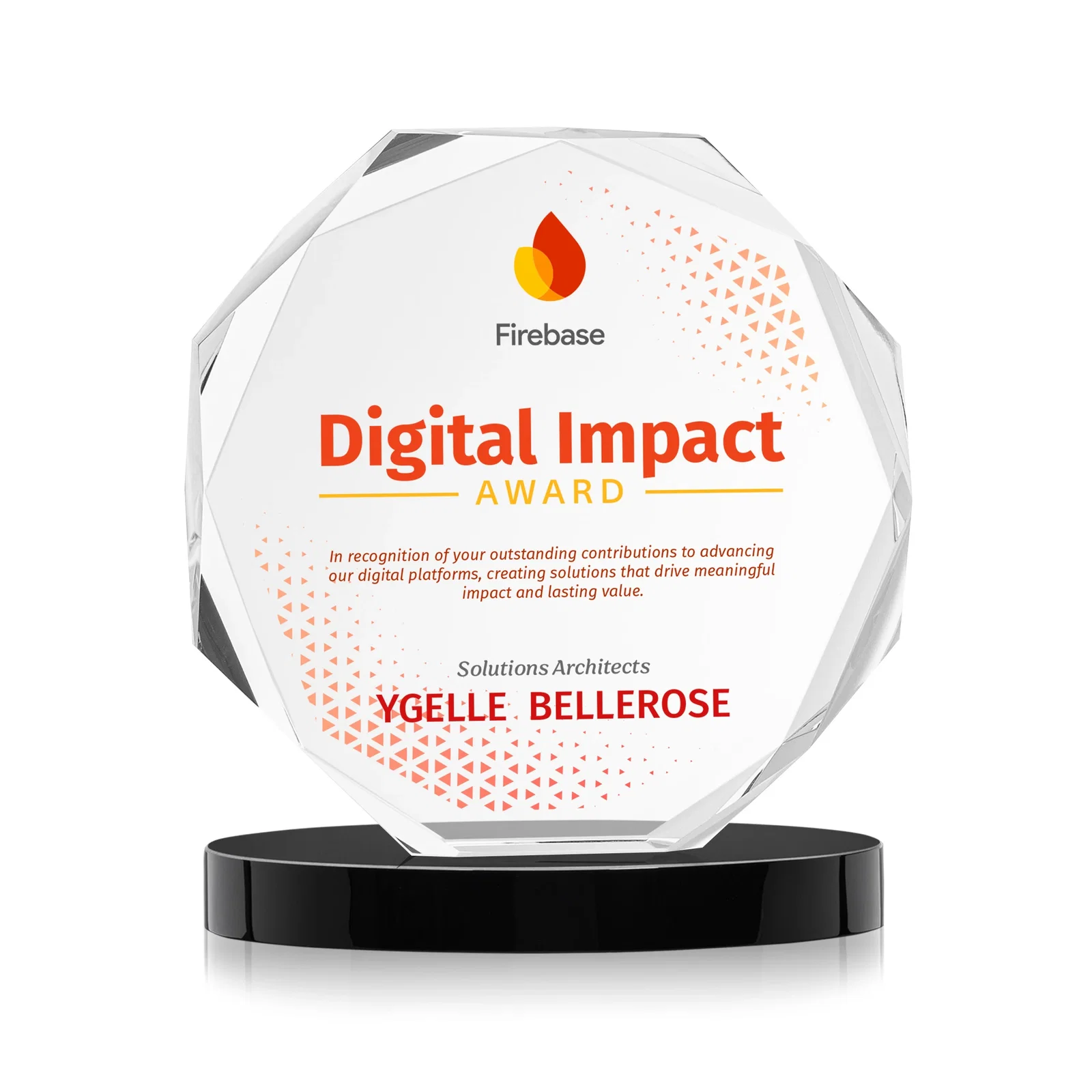 Custom printed Optical Crystal Gemstone Award With Nine Base Color Options, awards for graduation ceremonies