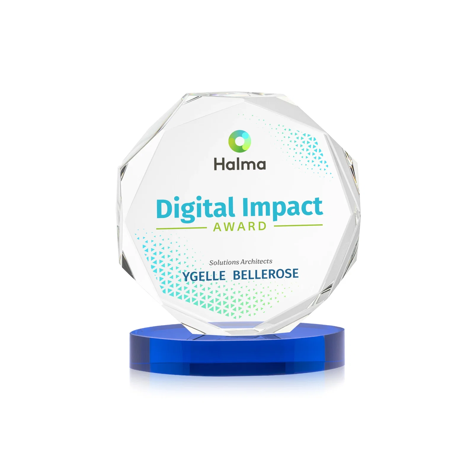 Custom printed Optical Crystal Gemstone Award With Nine Base Color Options, awards for volunteer appreciation