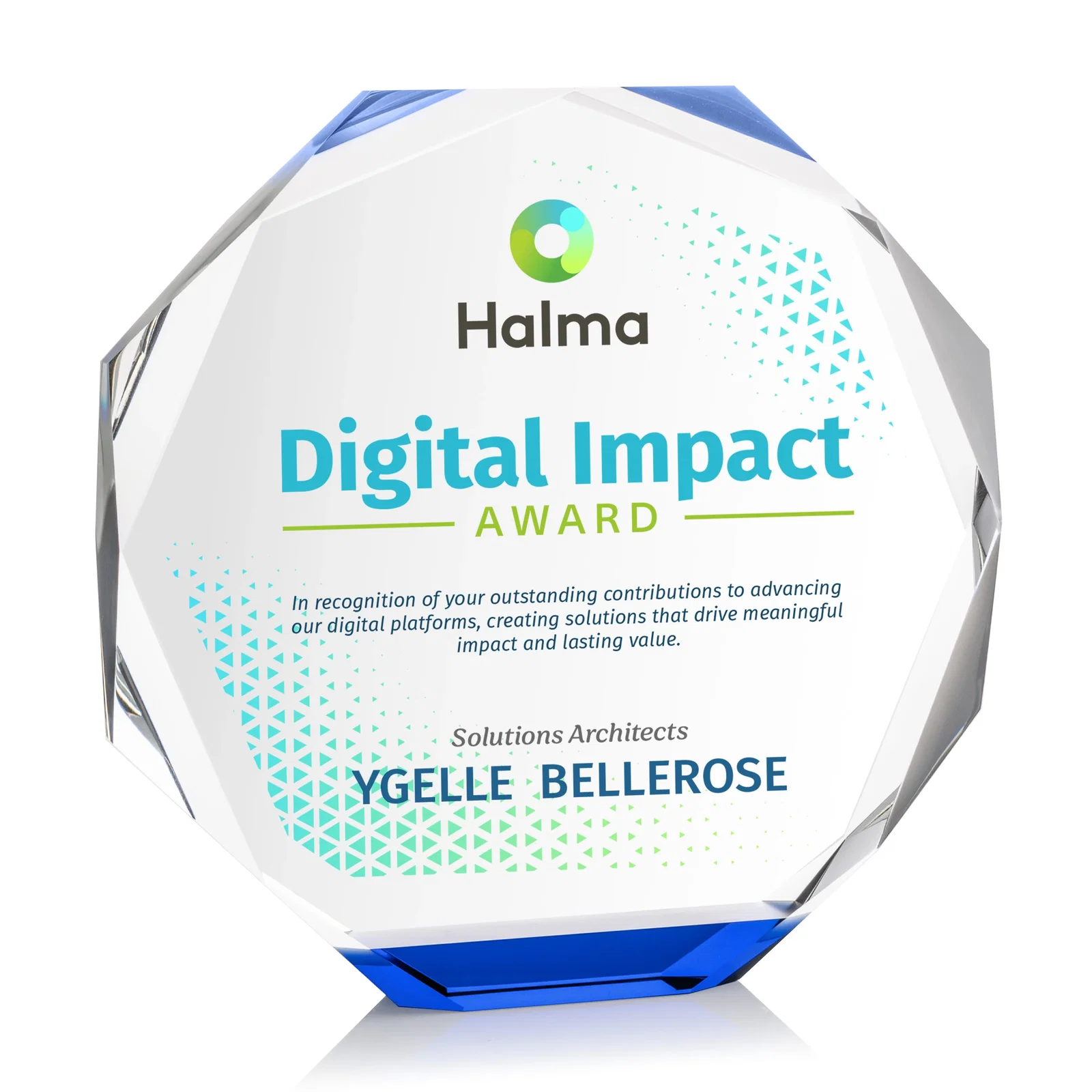 Branded Precision-Cut Optical Crystal Gemstone Award, awards for employee recognition