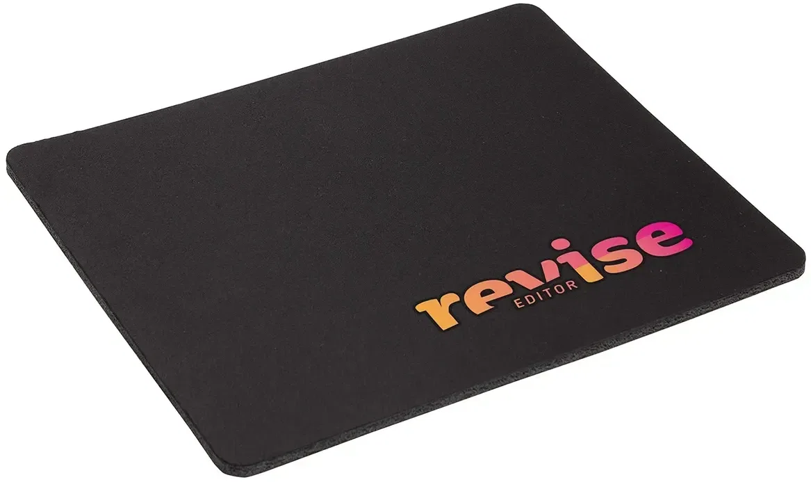 Logo antimicrobial mouse pad side profile showing thin base