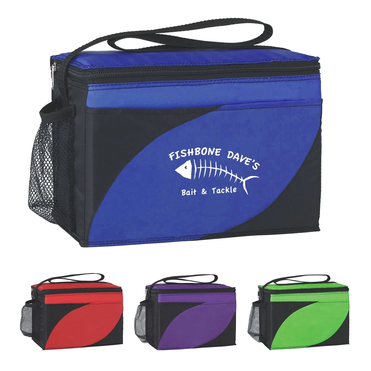 Small insulated cooler bag with contrasting colored trim