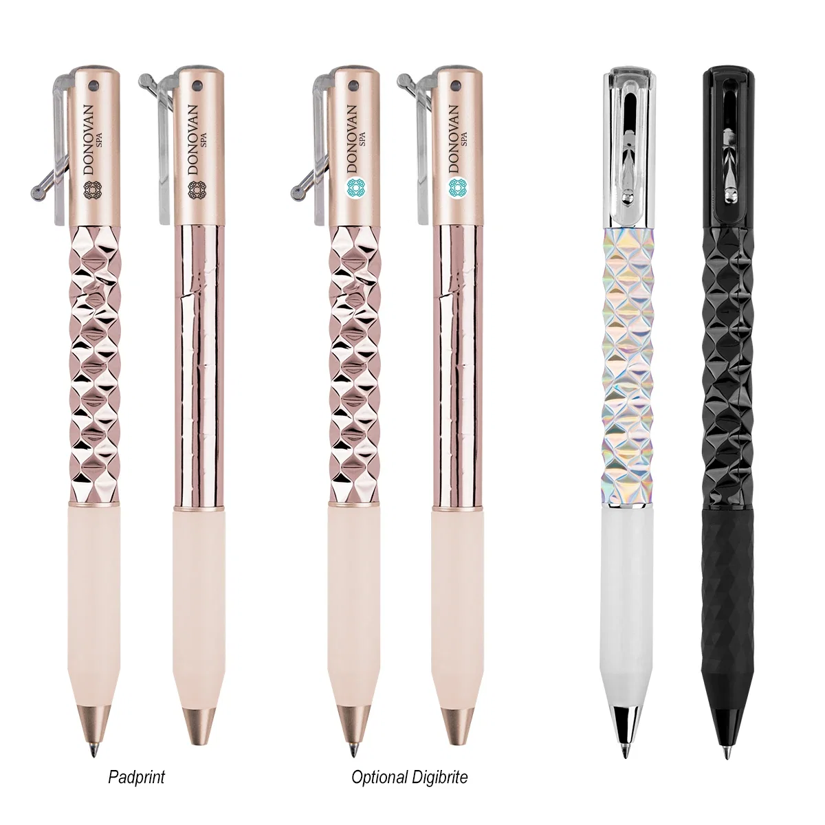 Accordion textured click pen measuring five and a half inches