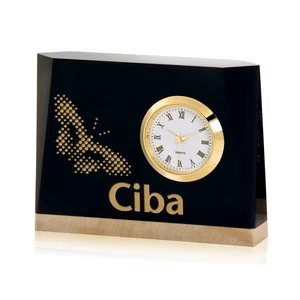 Black Marble and Botticino Desk Clock - Acheson