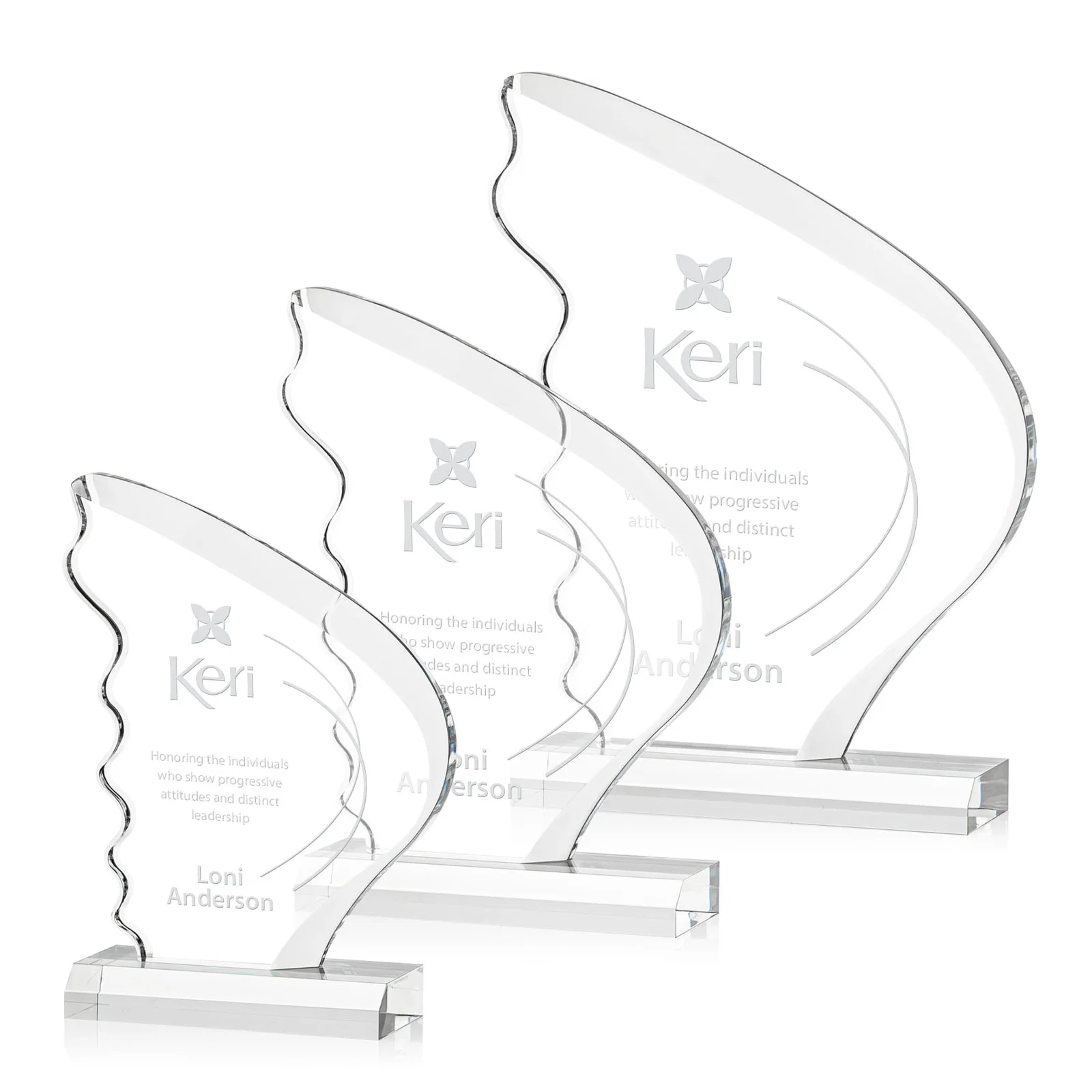 Custom Curved Wing-Shaped Acrylic Sail Award for employee recognition