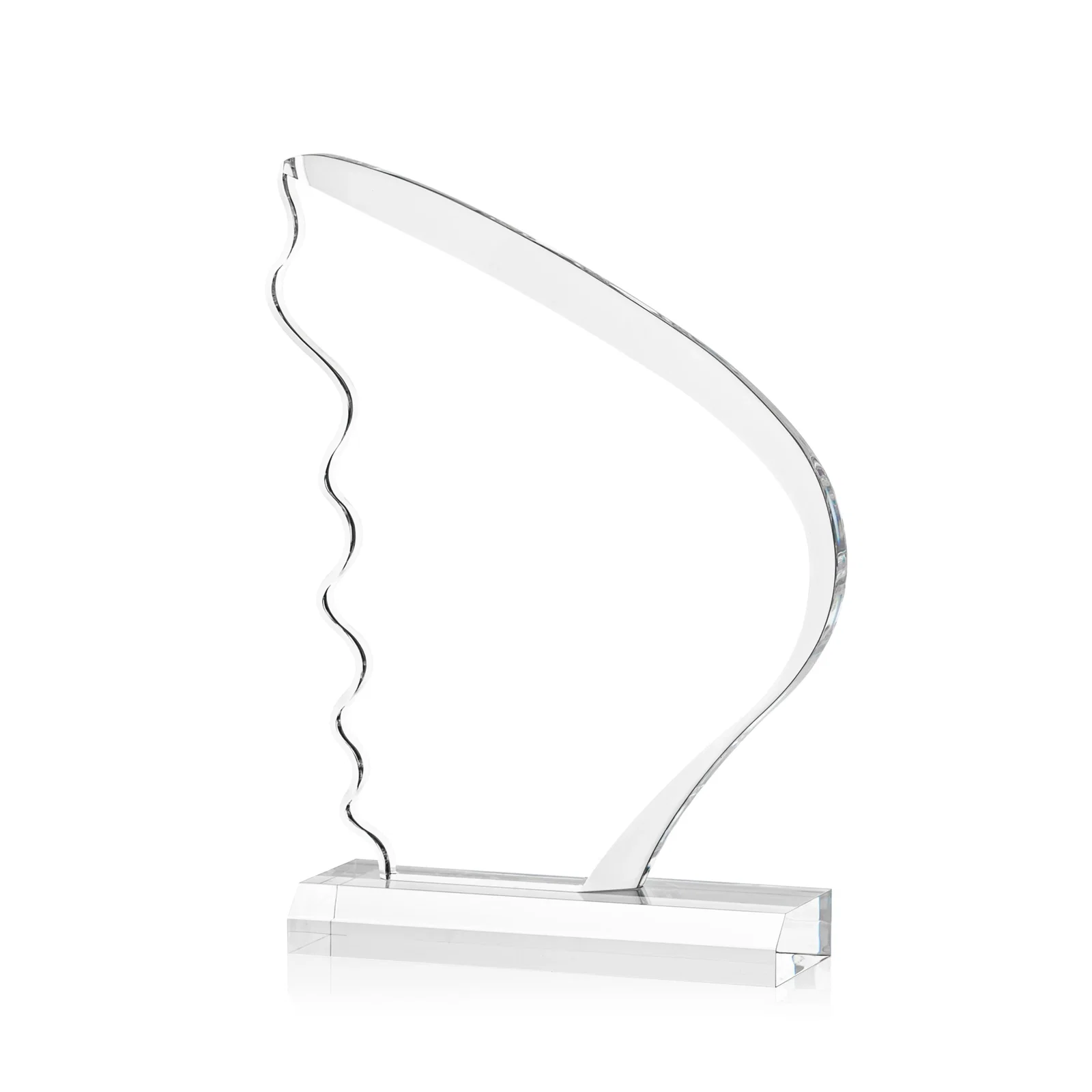 Custom Curved Wing-Shaped Acrylic Sail Award for volunteer appreciation