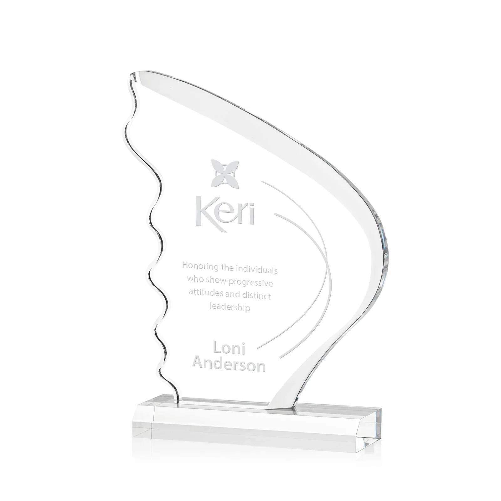 Custom Curved Wing-Shaped Acrylic Sail Award for service anniversary gifts