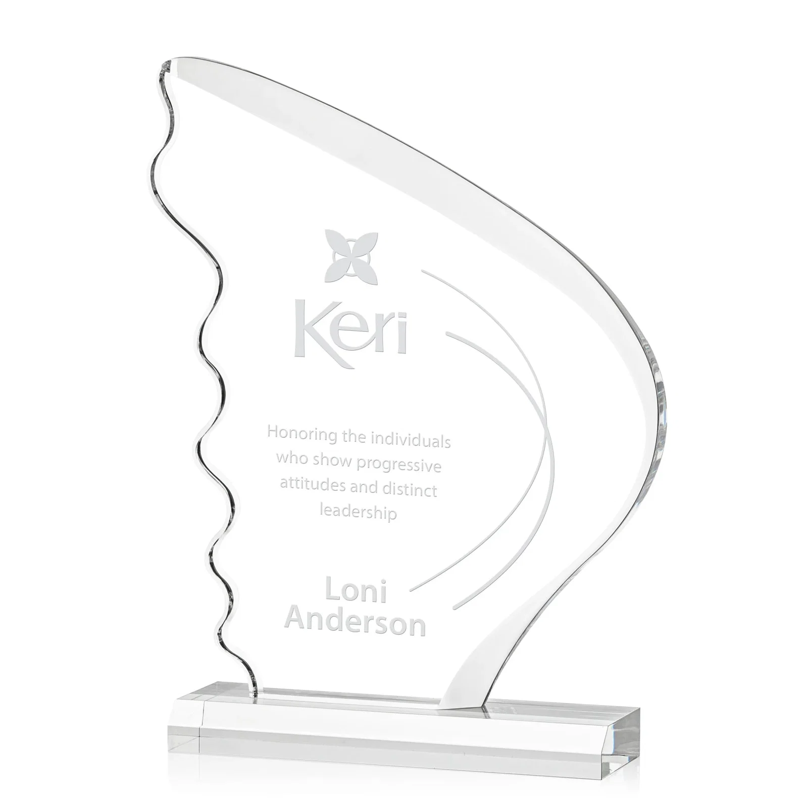 Custom Curved Wing-Shaped Acrylic Sail Award for sales achievement awards