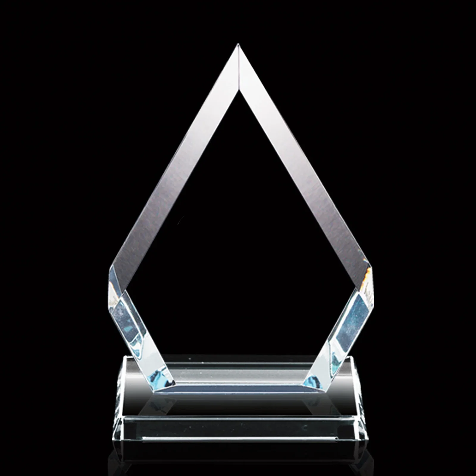 Personalized Jade or Starfire Glass Diamond Award With Opposing Bevels for employee recognition