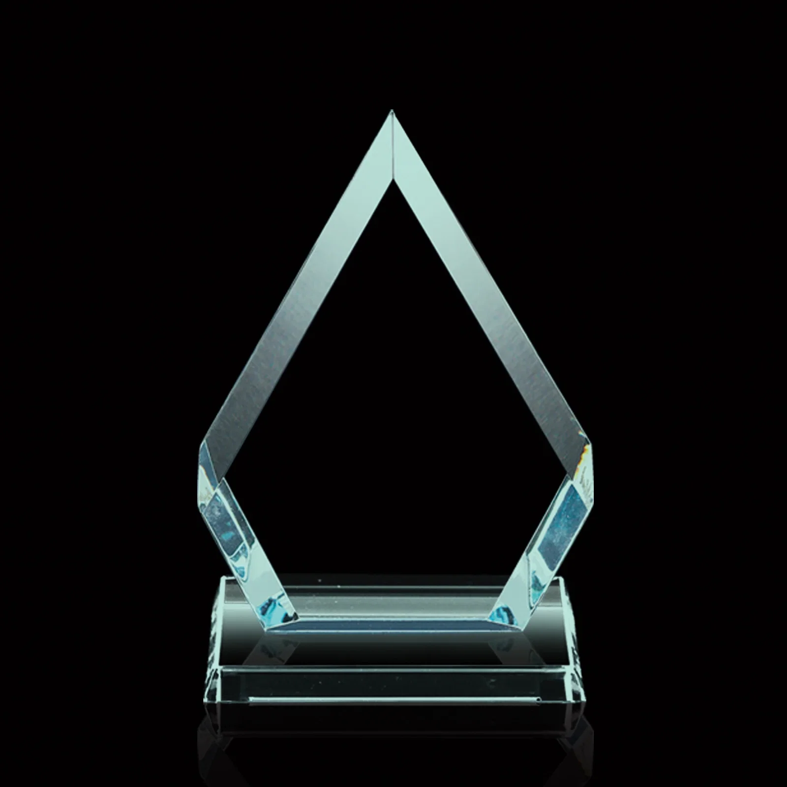 Custom Jade or Starfire Glass Diamond Award With Opposing Bevels for graduation ceremonies