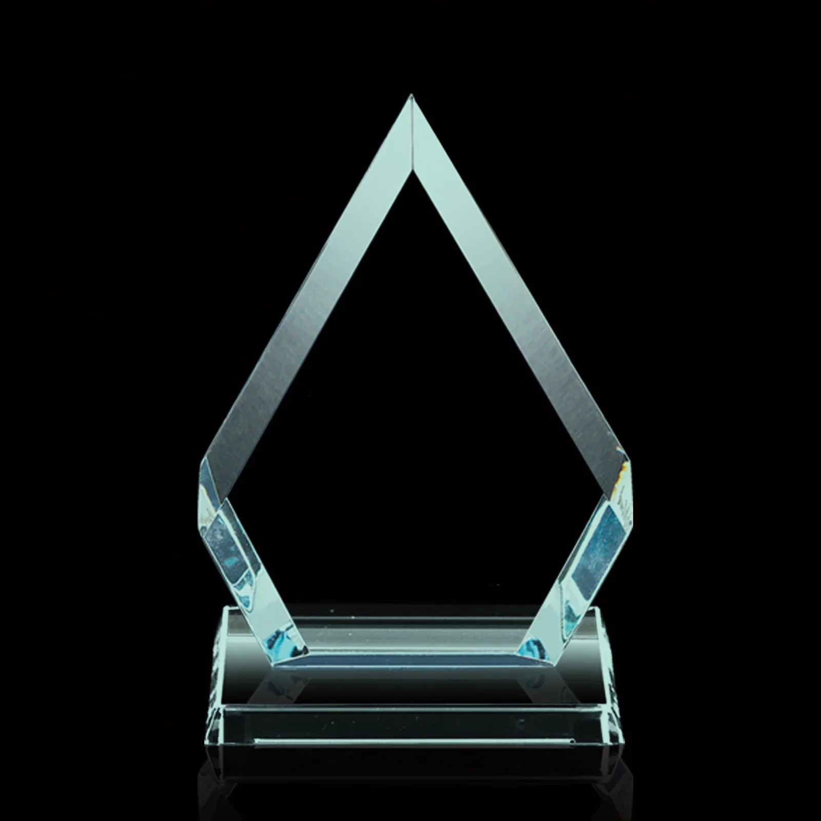 Custom Jade or Starfire Glass Diamond Award With Opposing Bevels for safety achievement programs