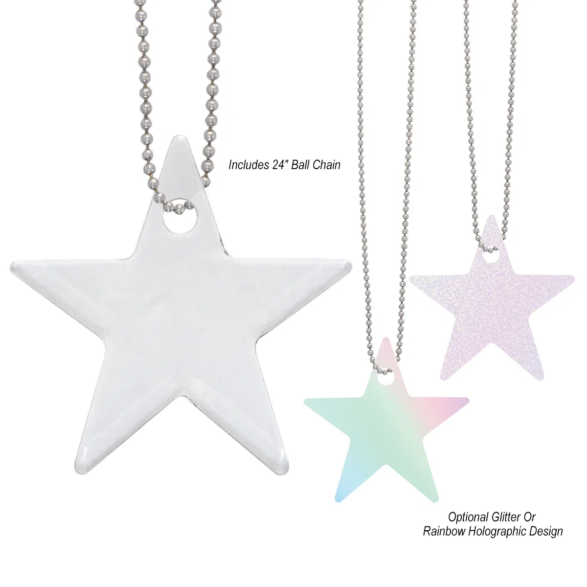 Chain detail at the top of the acrylic star charm