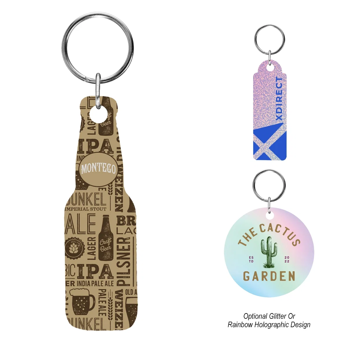 Acrylic key tag cut to a custom shape with split ring