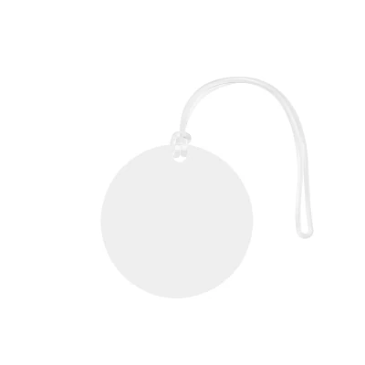 Reverse side of the disc-shaped bag tag, blank and ready for engraving