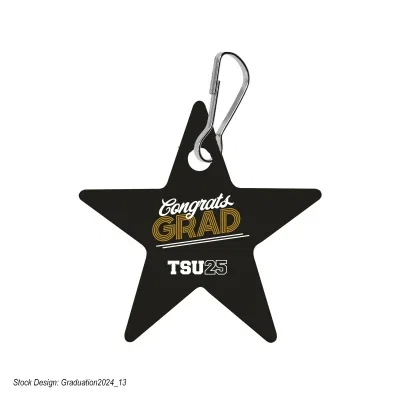 Star-shaped acrylic zipper pull with a smooth white face