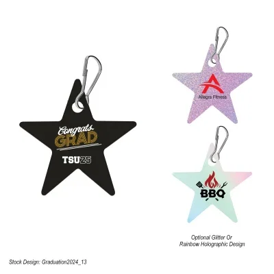 Front view of the star charm, roughly two inches wide