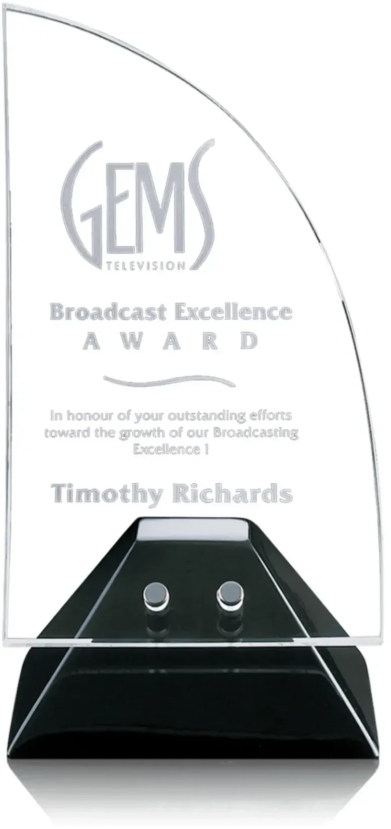 Custom Crystal Acton Excellence Award — view 2