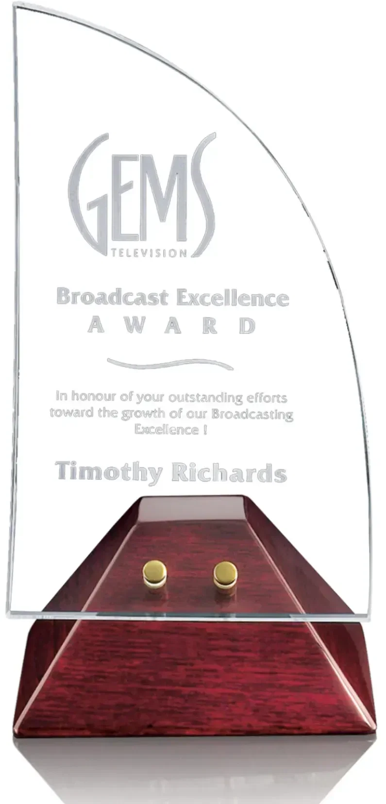 Custom Crystal Acton Excellence Award — view 3