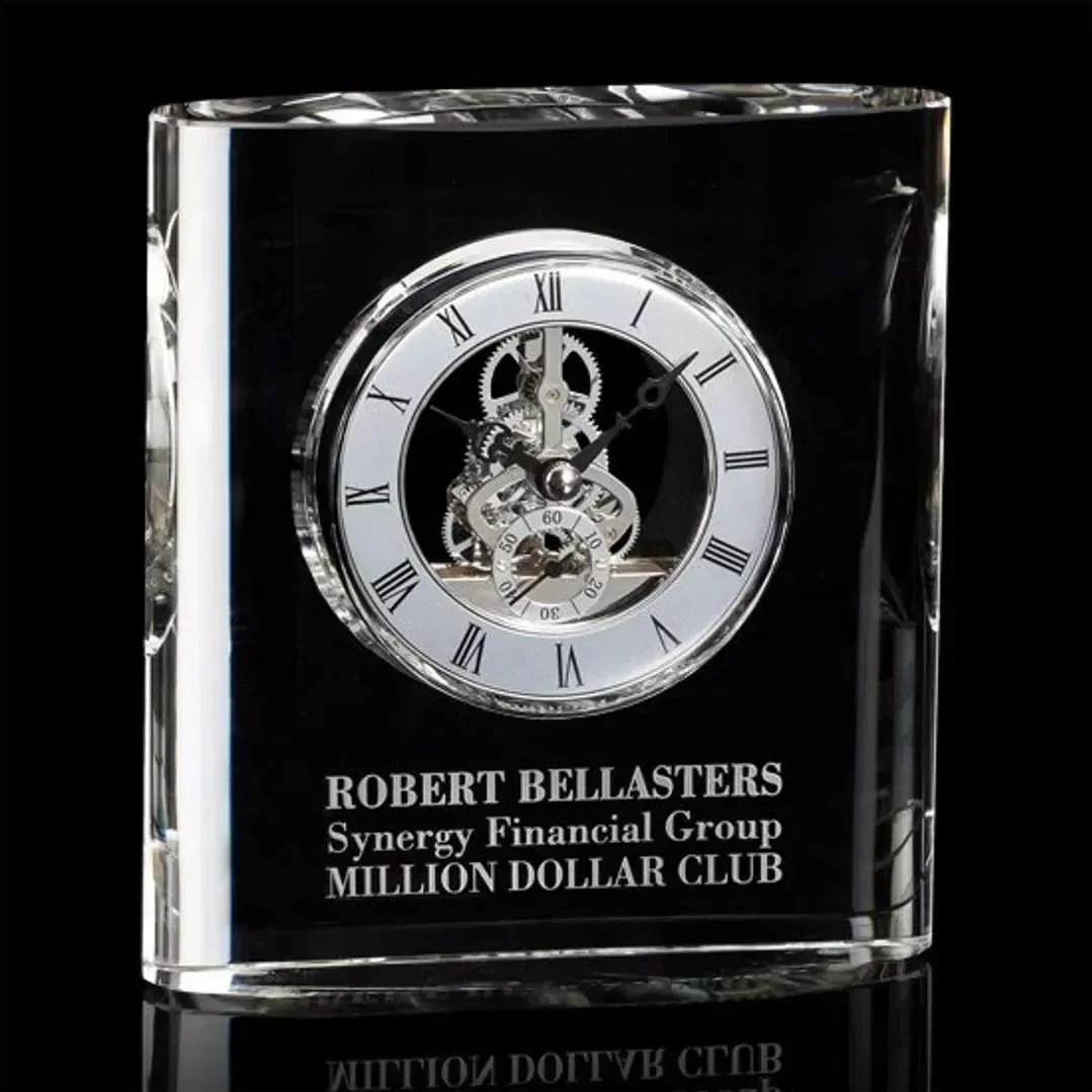 Elegant Adams Crystal Desk Clock - Custom Engraved