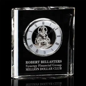 Elegant Adams Crystal Desk Clock - Custom Engraved