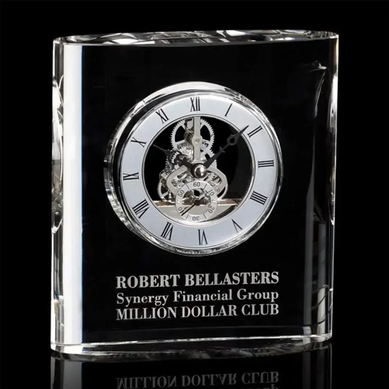 Elegant Adams Crystal Desk Clock - Custom Engraved — view 1