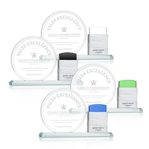 Starfire Crystal Circle Award Beside a Curved Add-a-Block Pane