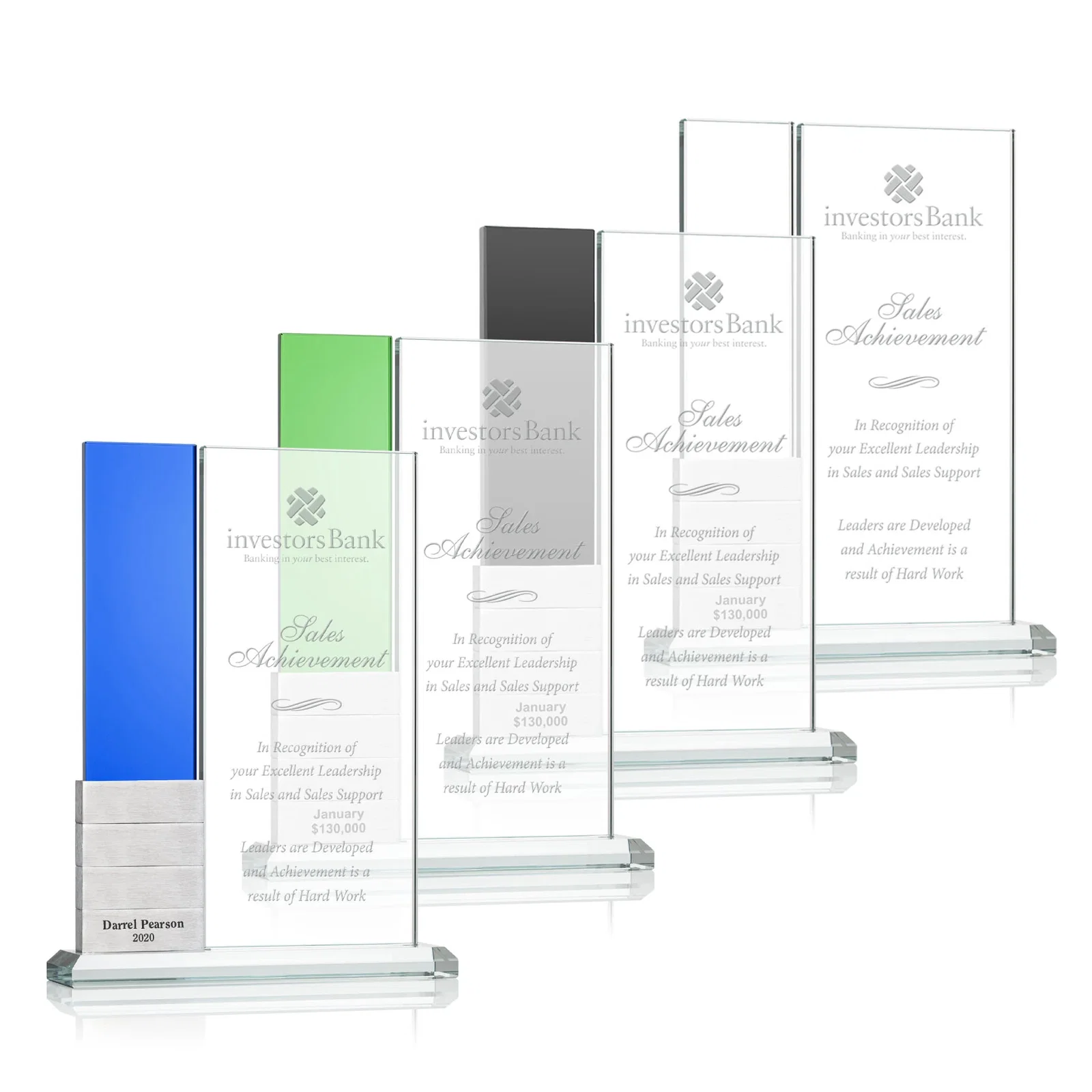 Custom Starfire Crystal Tower Award, Up to Twelve Aluminum Blocks for employee recognition