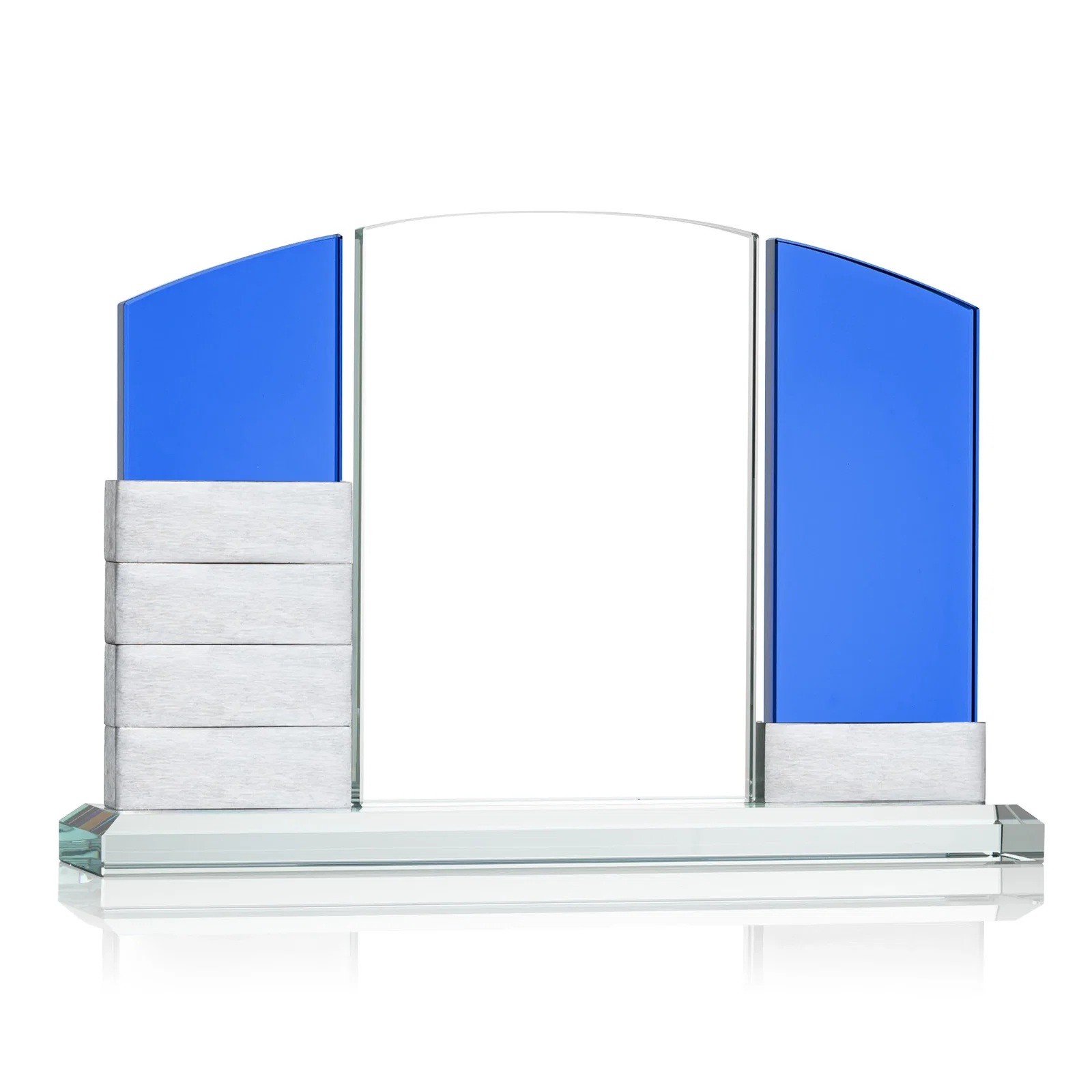 Personalized Starfire Crystal Tower Award Holds 12 Stackable Aluminum Blocks for corporate award ceremonies