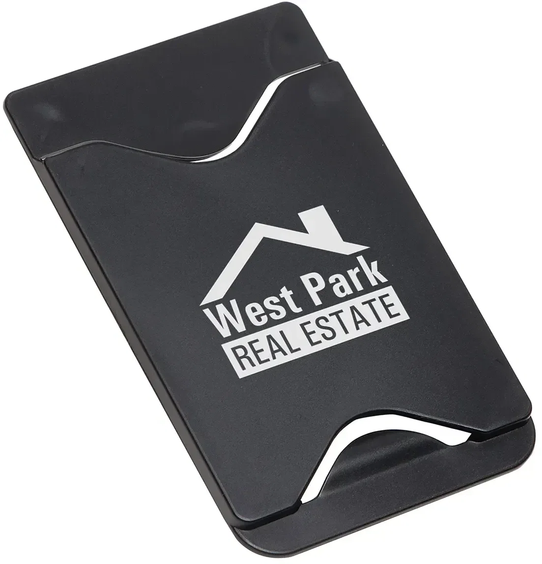 Promotional adhesive phone wallet holding cards on the go