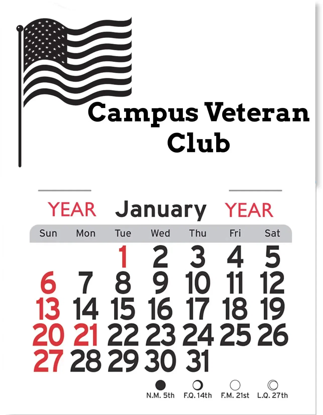 Personalized Stick-N-Stay® American Flag Calendar — view 2