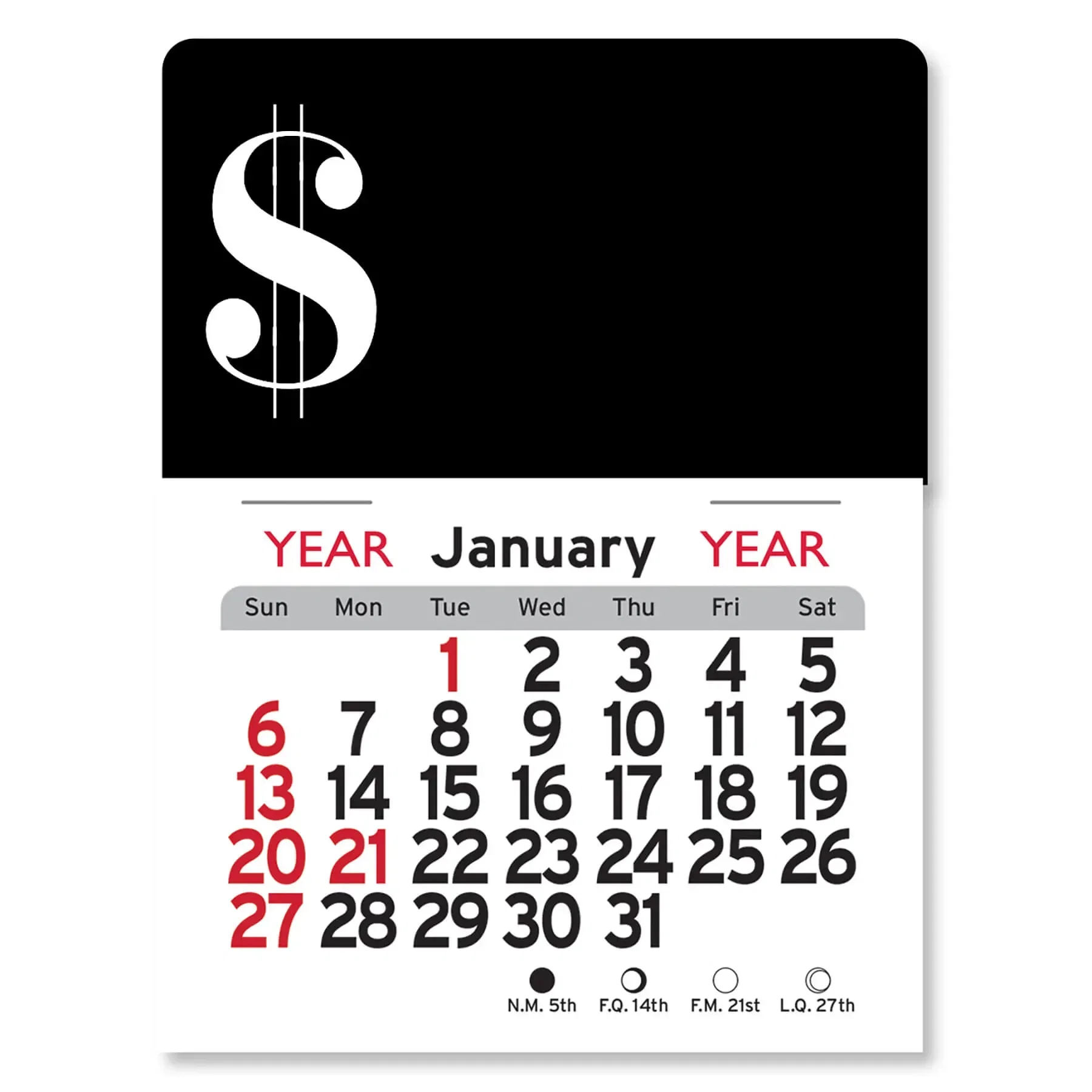 Personalized Logo Dollar Sign Peel-N-Stick Calendar