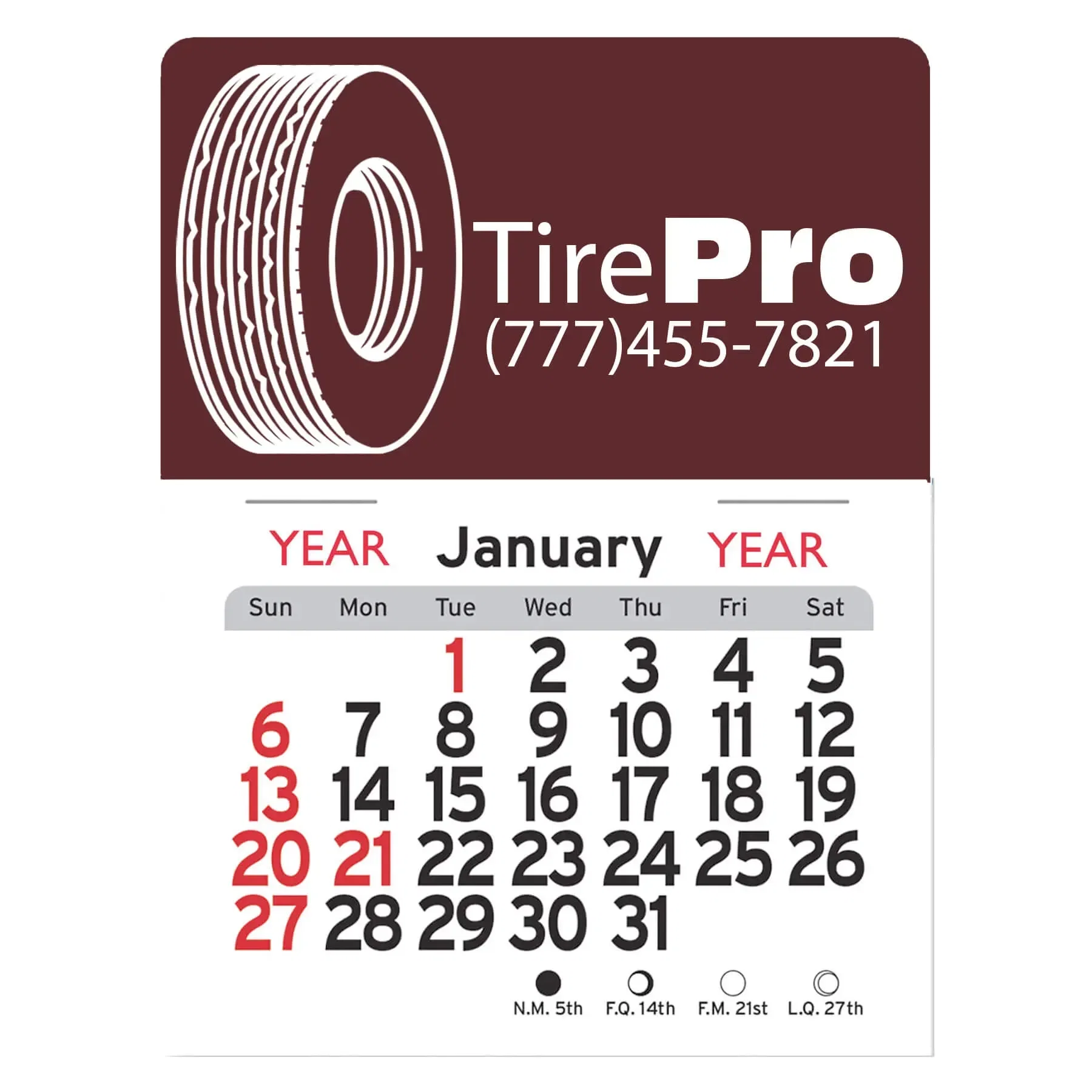 Custom Tire Calendar - Peel-N-Stick® — view 2