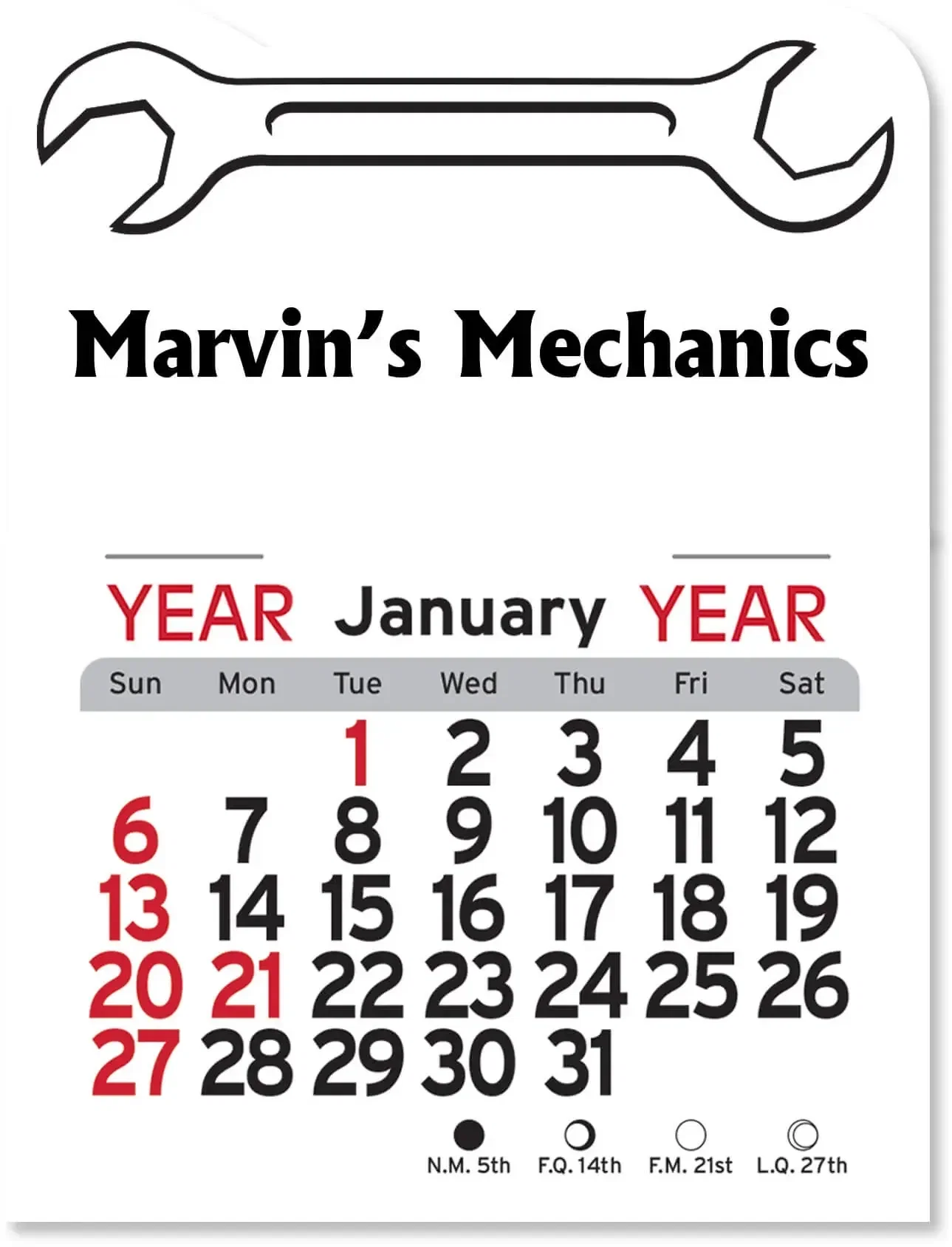 Peel-N-Stick® Wrench Calendar